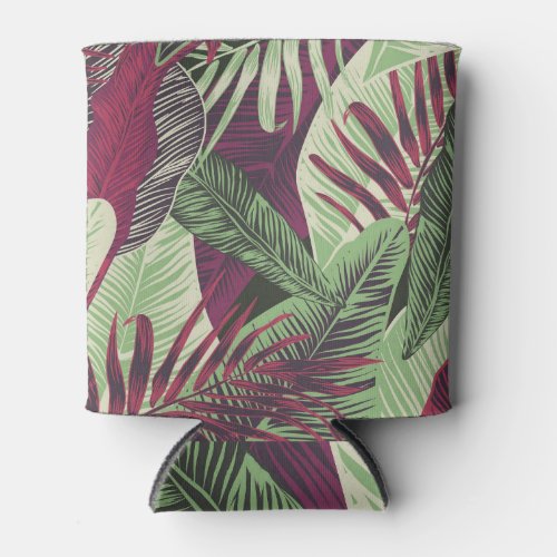 Tropical Exotic Trendy Green Seamless Can Cooler