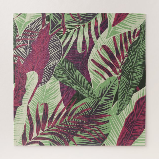 Tropical Exotic: Trendy Green Seamless Jigsaw Puzzle (Vertical)
