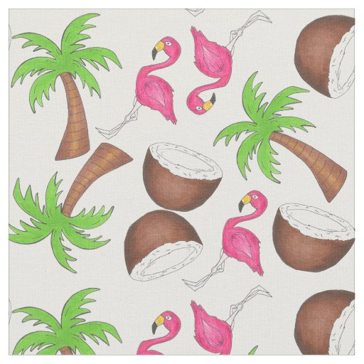 Tropical Fabric (Coconuts, Palm Trees, Flamingos)