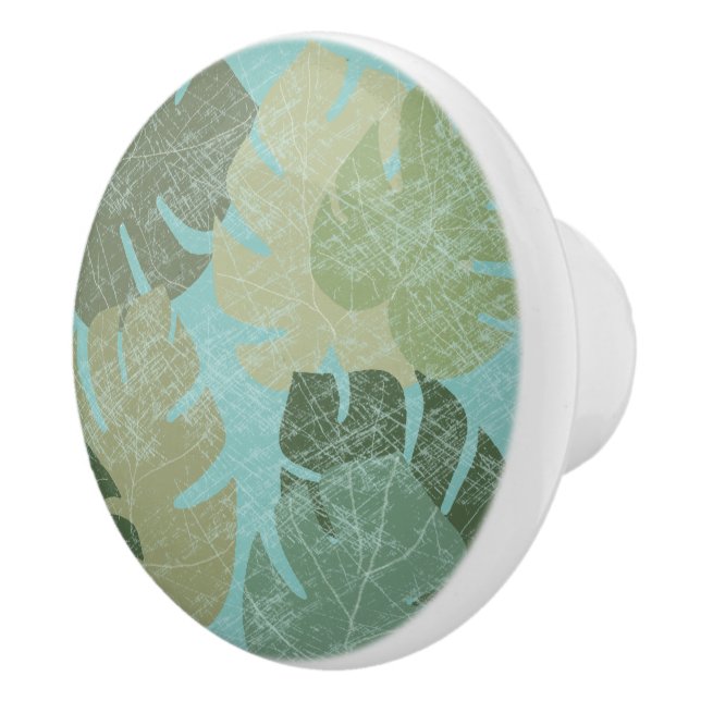 Tropical Faded Leaves Ceramic Knob (Right)