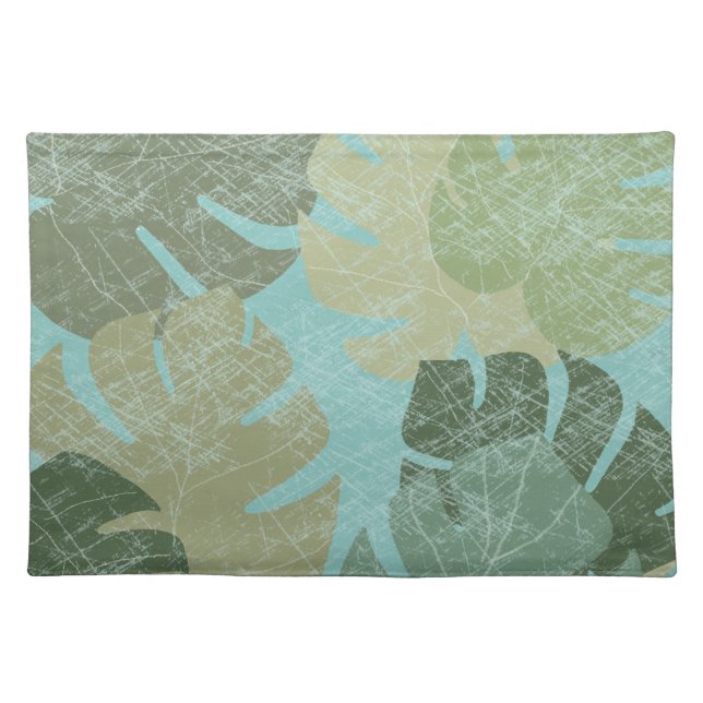 Tropical Faded Leaves Cloth Placemat (Front)