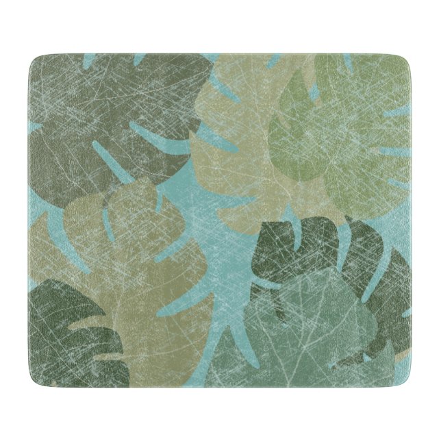 Tropical Faded Leaves Cutting Board (Front)