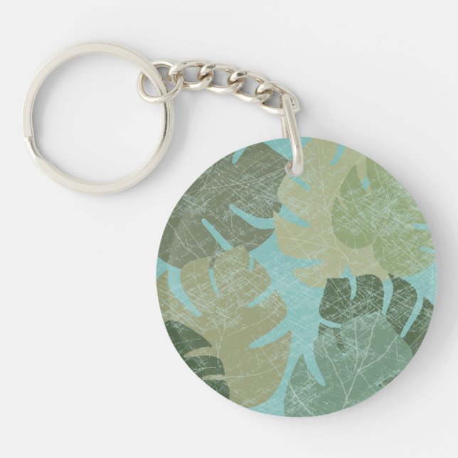 Tropical Faded Leaves Keychain (Front)