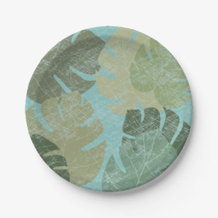 Tropical Faded Leaves Paper Plates