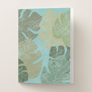 Tropical Faded Leaves Pocket Folder