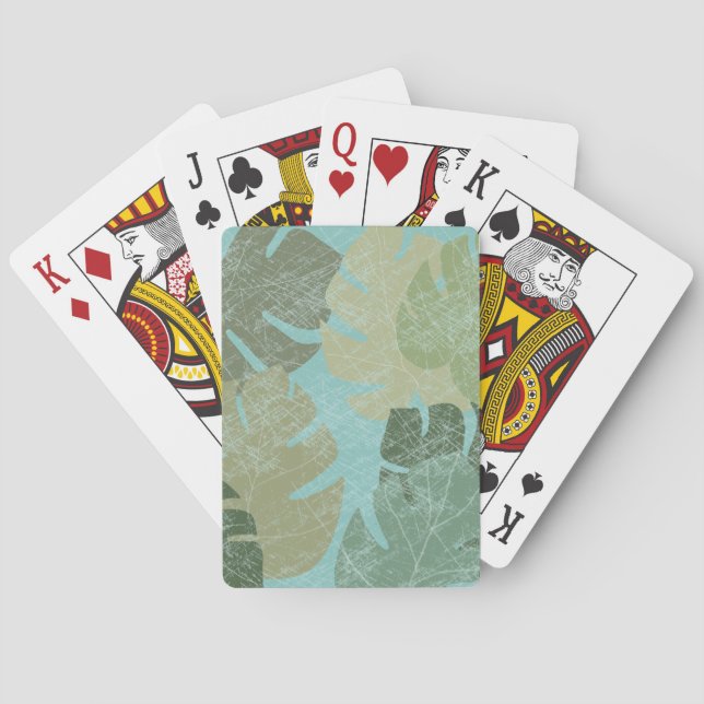 Tropical Faded Leaves Poker Cards (Back)