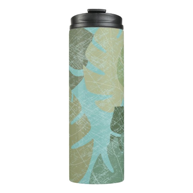 Tropical Faded Leaves Thermal Tumbler (Front)