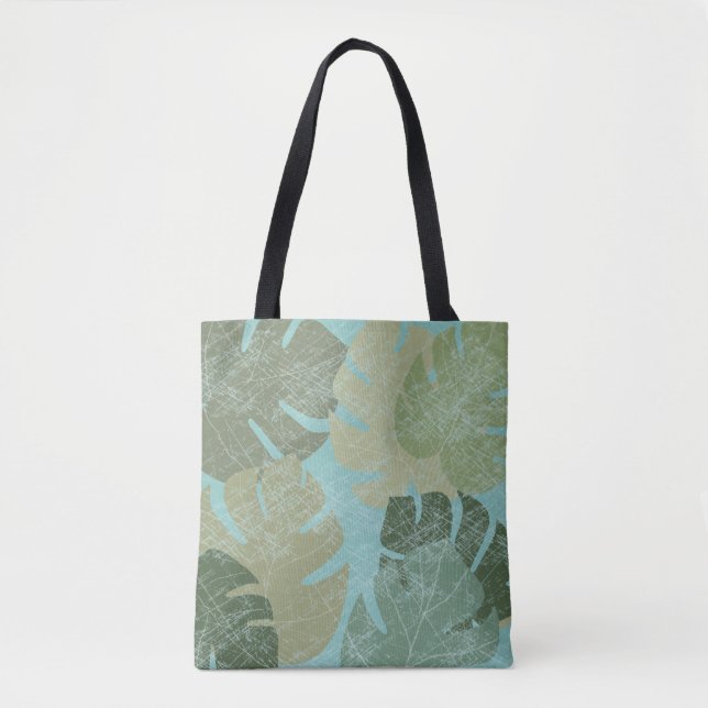 Tropical Faded Leaves Tote Bag (Front)