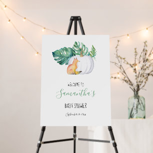 Tropical Fall Fox Baby Shower Welcome Sign
