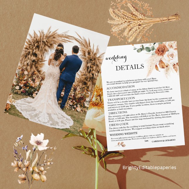 Tropical Fall Wedding Details Template (Creator Uploaded)