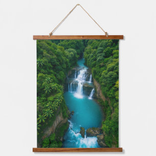 "Tropical Falls Escape – Nature’s Majesty on Hanging Tapestry