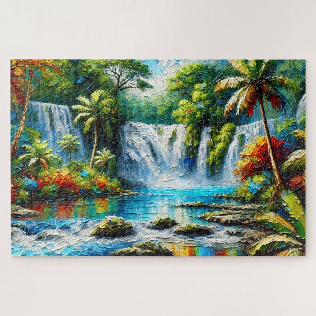 "TROPICAL FALLS" JIGSAW PUZZLE – LANDSCAPE SERIES (Horizontal)