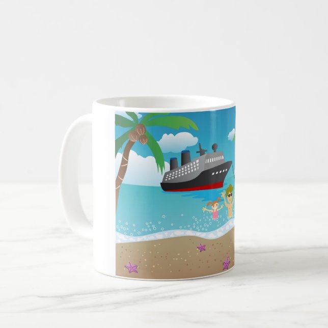 Tropical Family Beach Cruise Fun Coffee Mug (Front Left)