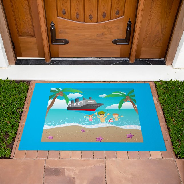 Tropical Family Beach Cruise Fun Doormat (Creator Uploaded)