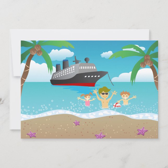 Tropical Family Beach Cruise Fun Invitation (Front)