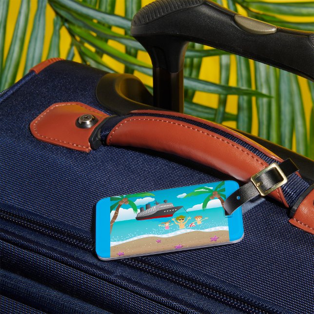 Tropical Family Beach Cruise Fun Luggage Tag (Creator Uploaded)