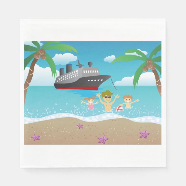 Tropical Family Beach Cruise Fun Napkins (Front)
