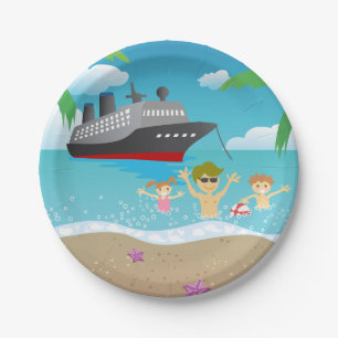 Tropical Family Beach Cruise Fun Paper Plates