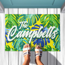 Tropical Family Name Green Yellow Palm Leaves
