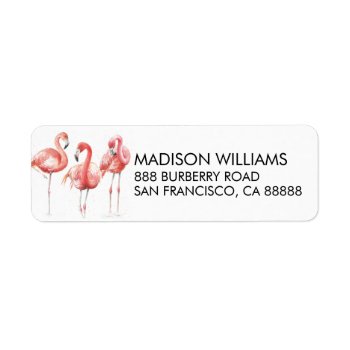 Tropical | Family Of Flamingos Label by wildapple at Zazzle