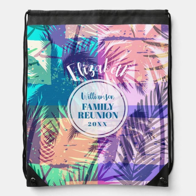 Tropical Family Reunion Drawstring Bag (Front)