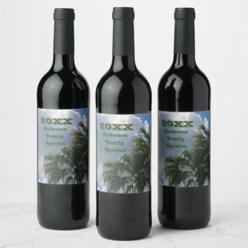 Tropical Family Reunion Palm Trees Summer Vacation Wine Label