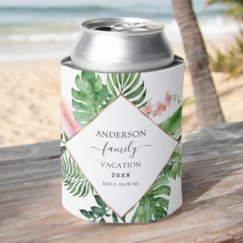 Tropical Family Vacation Personalized Can Cooler