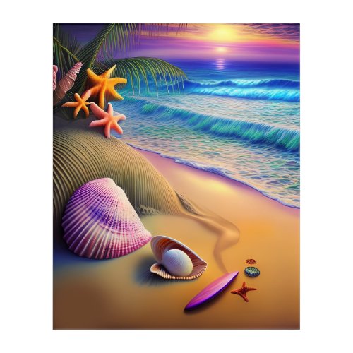 Tropical Fantasy Beach Sunset Acrylic Print