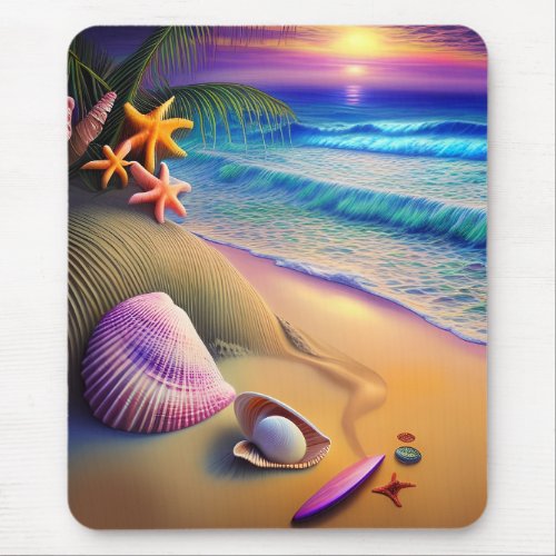 Tropical Fantasy Beach Sunset Mouse Pad