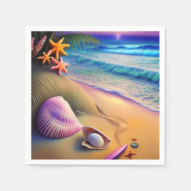 Tropical Fantasy Beach Sunset Napkins (Front)