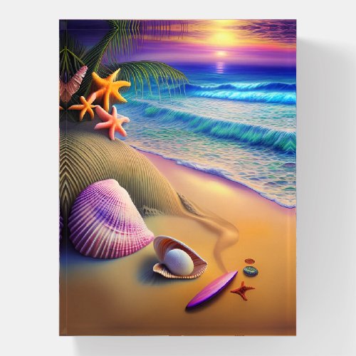 Tropical Fantasy Beach Sunset Paperweight
