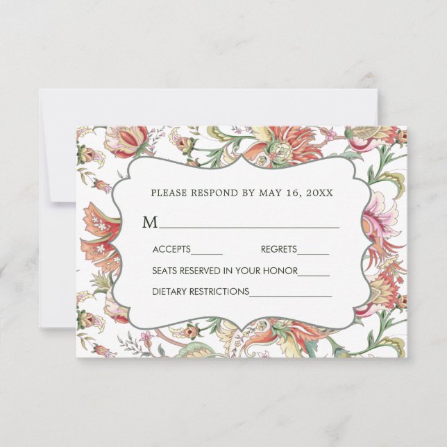 Tropical Fantasy Boho Floral Wedding RSVP 2 (Front)