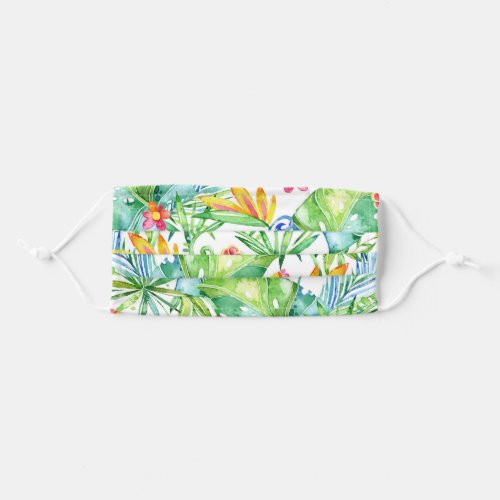 Tropical Fantasy Watercolor Floral Pattern Adult Cloth Face Mask
