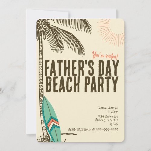 Tropical Fathers Day Beach Party Invitation