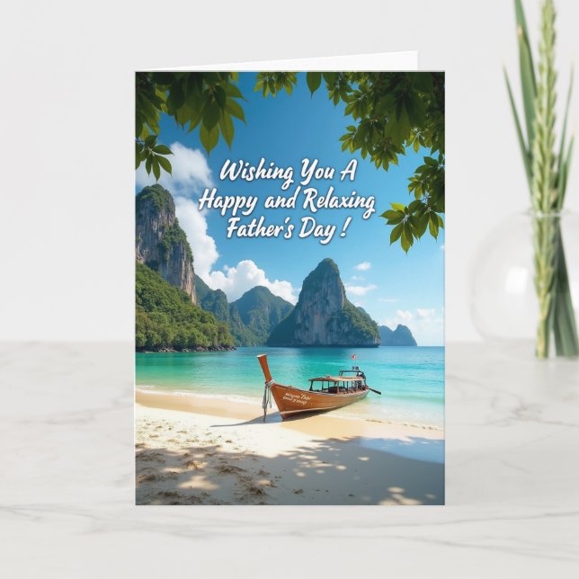 Tropical Fathers Day Boat Card (Front)