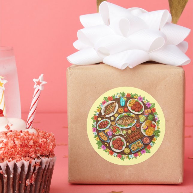 Tropical Feast Classic Round Sticker (Party)