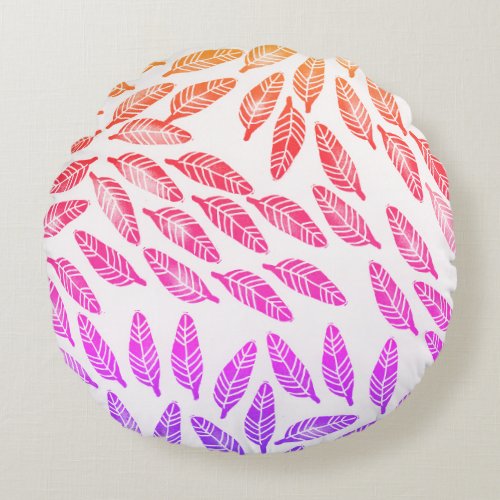 Tropical Feathers Round Pillow