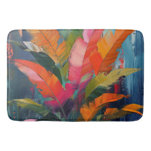 Tropical Feathers – Vibrant Botanical Abstraction Bath Mat