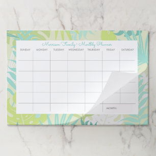 Tropical Fern Custom Family Monthly Planner Paper Pad