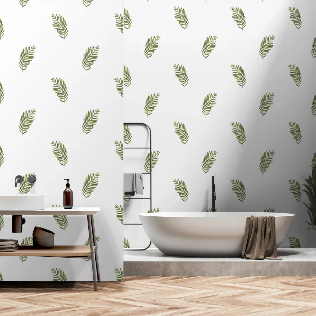 Tropical Fern Green Leaf Beach House Wallpaper | Zazzle