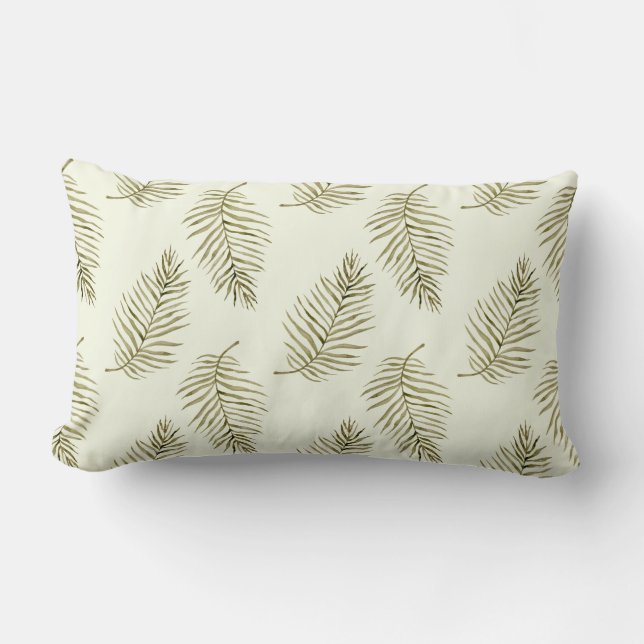 Tropical Fern Leaves Greenery Lumbar Pillow (Front)