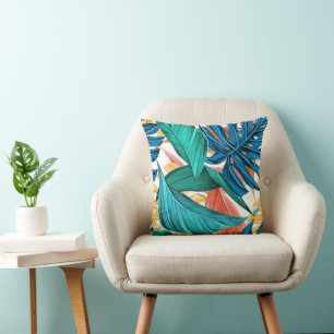 TROPICAL FERNS PATTERN THROW PILLOW