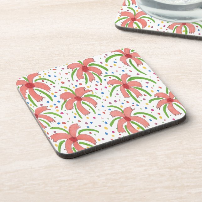 Tropical Fiesta Flowers Drink Coaster (Left Side)