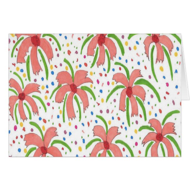 Tropical Fiesta Flowers Greeting Card (Front Horizontal)