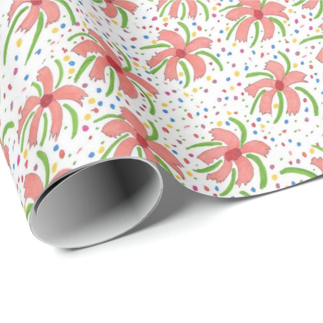 Tropical Fiesta Flowers Wrapping Paper (Roll Corner)