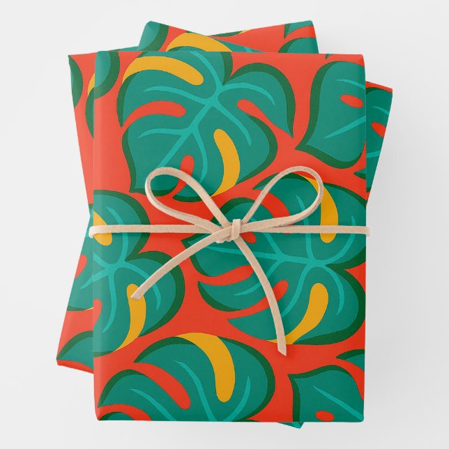 Tropical Fiesta Pattern Wrapping Paper Sheets (In situ)