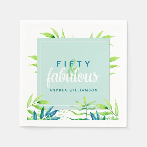 Tropical Fifty and Fabulous Birthday Napkins