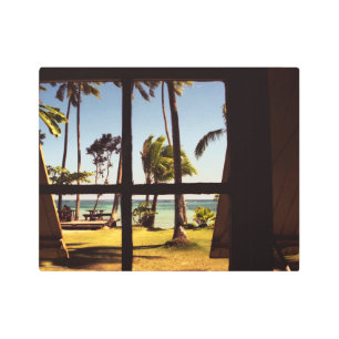 Tropical Fiji Beach Scene 14x11 (35x27.5cm) wamea Metal Print