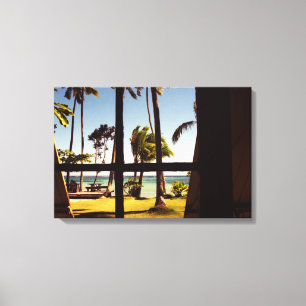 Tropical Fiji Beach Scene 24x16 (60x40cm) waccnm Canvas Print