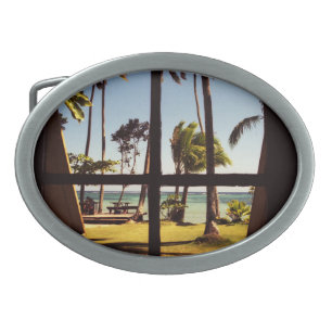 Tropical Fiji Beach Scene bbcnm Belt Buckle